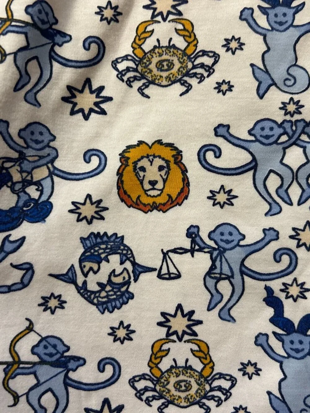 Roller Rabbit -- matching pijama set, blue horoscope design